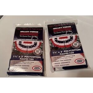 Valley forge Flag Pleated 18" X 36" Polycotton 100% USA Made PACK OF 2